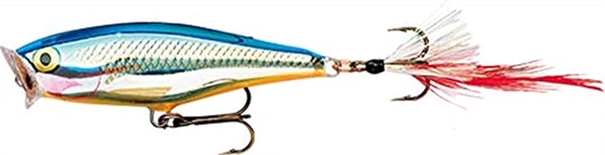 Rapala SP05SB Skitter Pop Topwater Lure, 2", 3/16 oz, Silver Blue