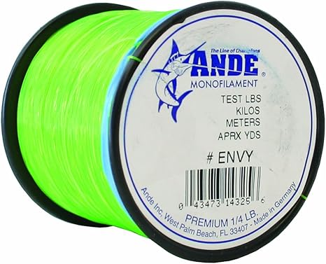 Ande Premium Mono Line 1/4lb Spool 80lb 150yd Green Hi-Vis