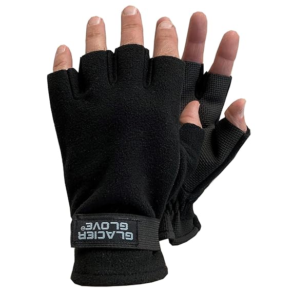 Glacier Alaska River Fingerless Glove Black Lg
