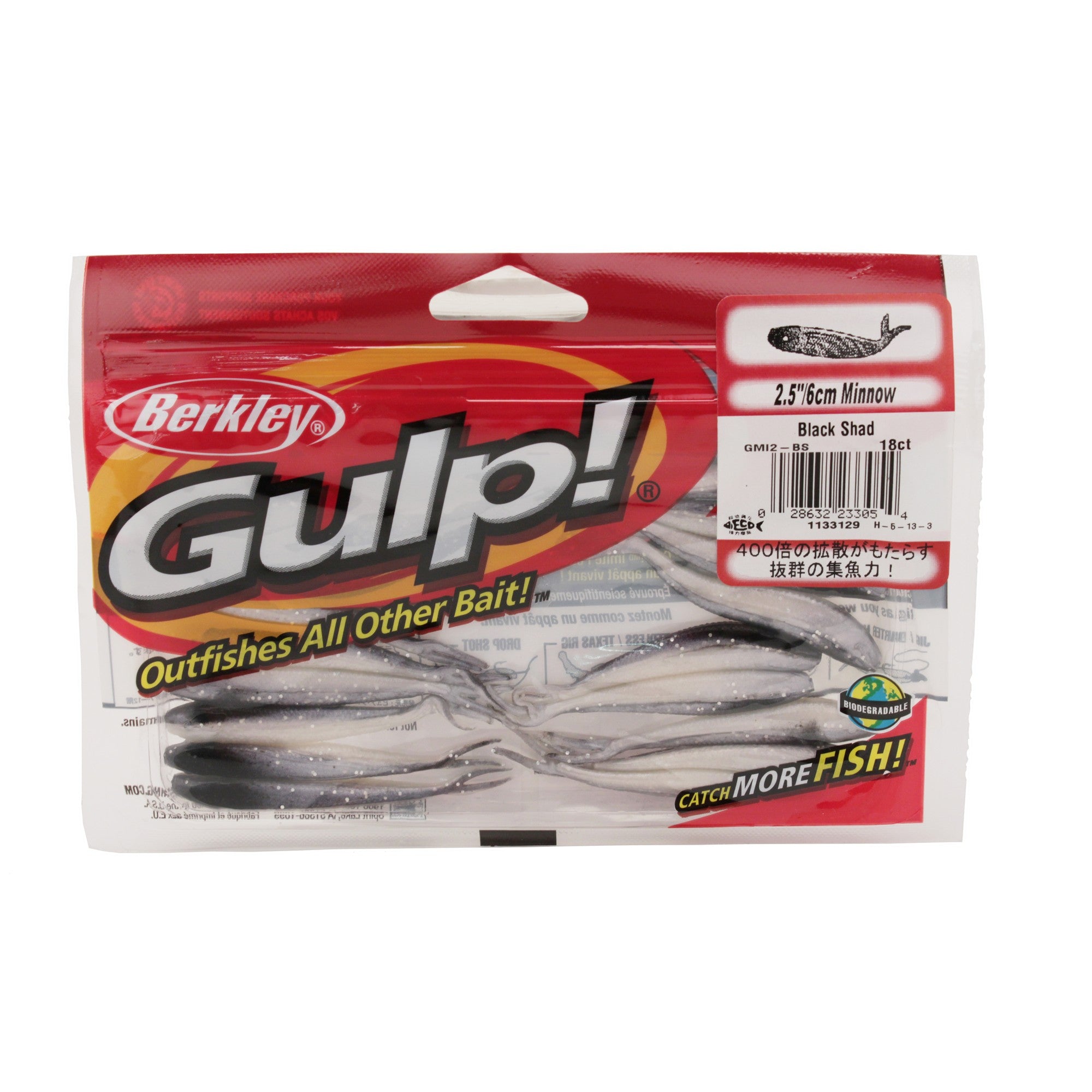 Berkley Gulp! Minnow, 2 1/2", 18Pk, Black Shad