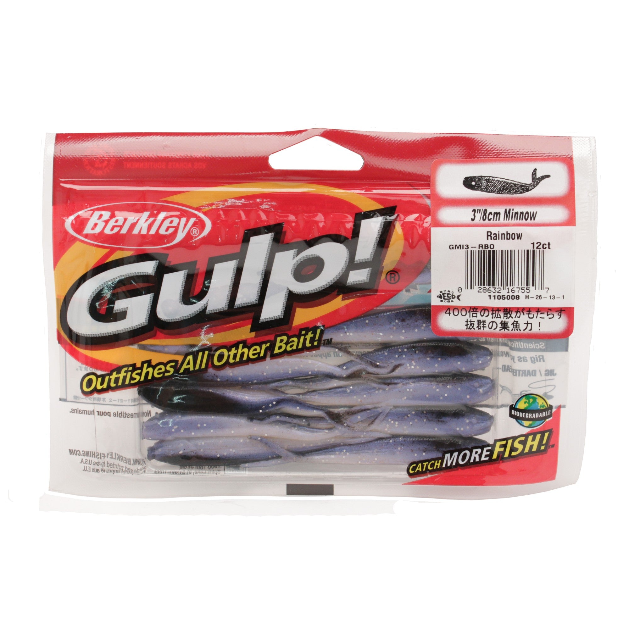 Berkley Gulp! Minnow, 3" 12Pk, Rainbow