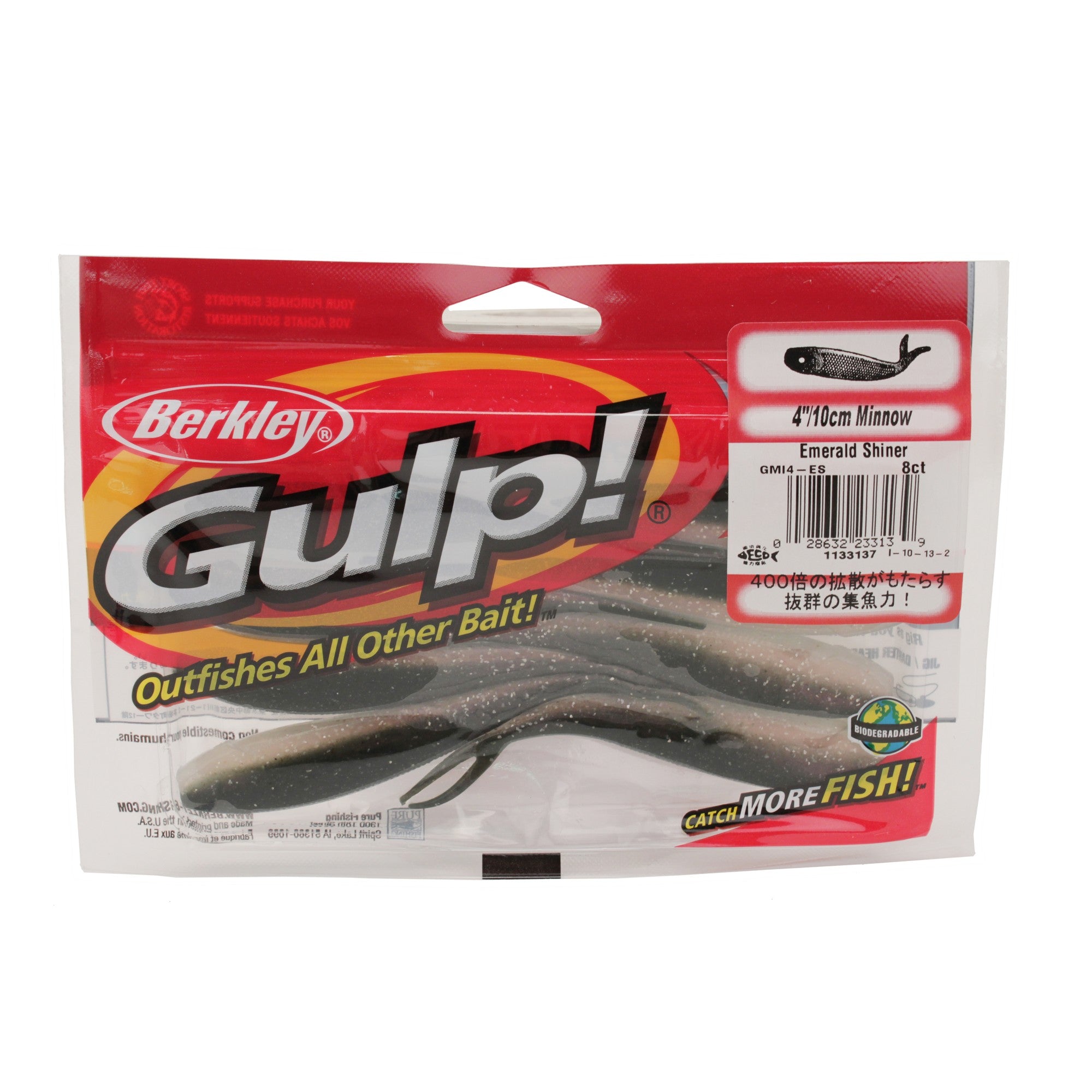 Berkley Gulp! Minnow, 4" 8Pk, Emerald Shiner