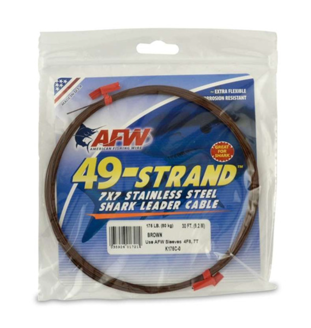AFW 49 Strand 7x7 Stainless Steel Shark Leader Cable 175lb 30ft