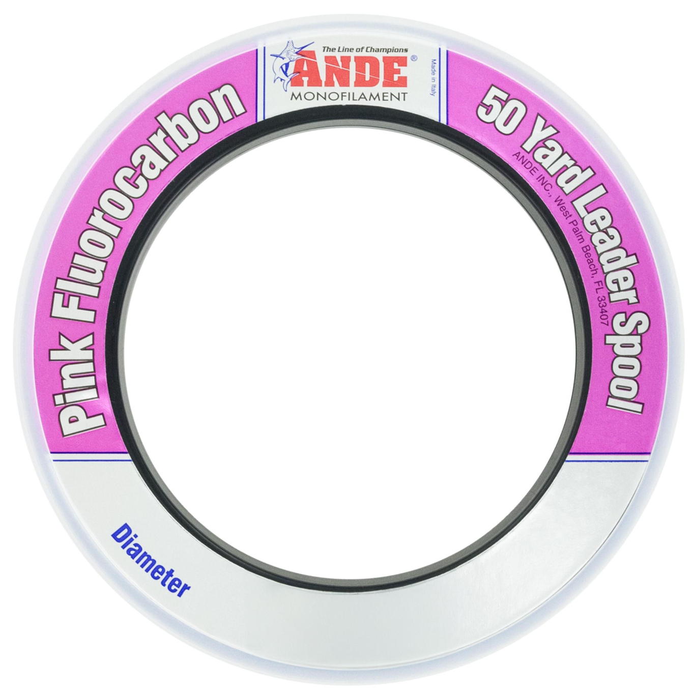 Ande Pink Fluorocarbon Leader Wrist Spool 30lb 50yd
